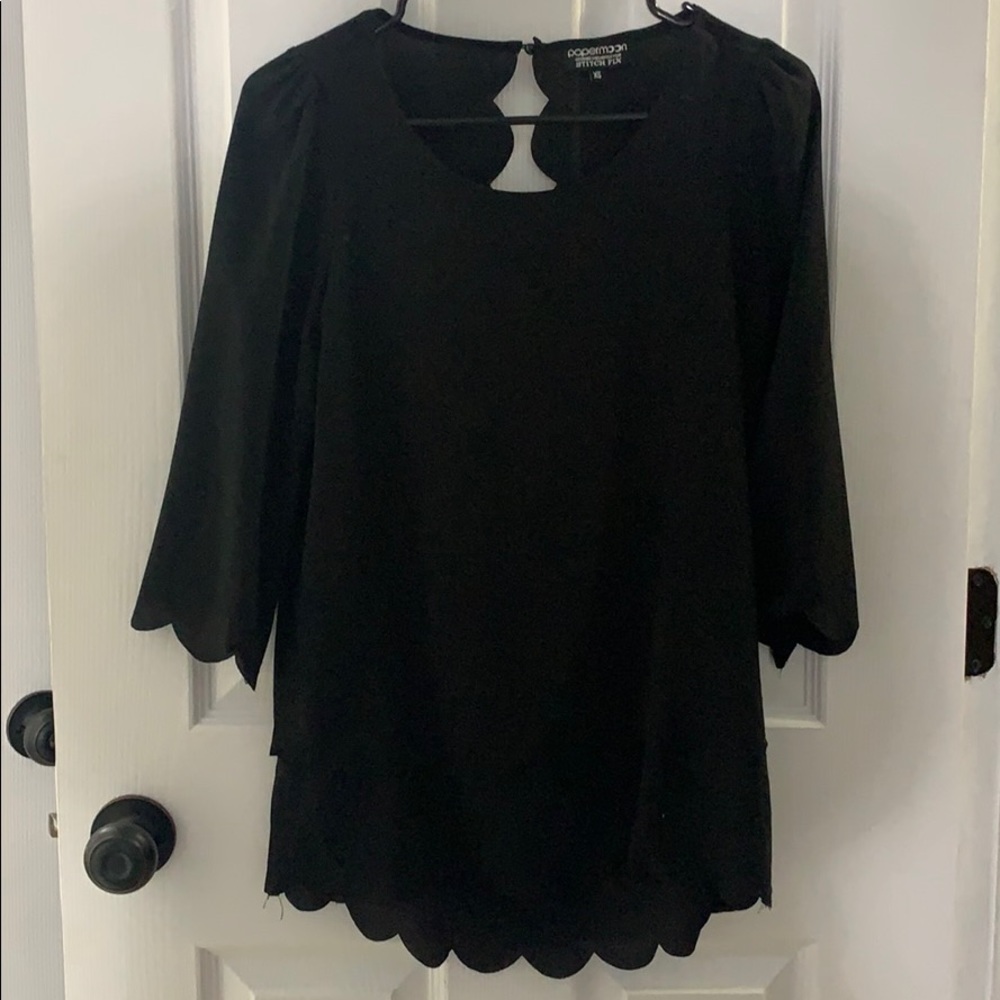 Open Back Scalloped Blouse